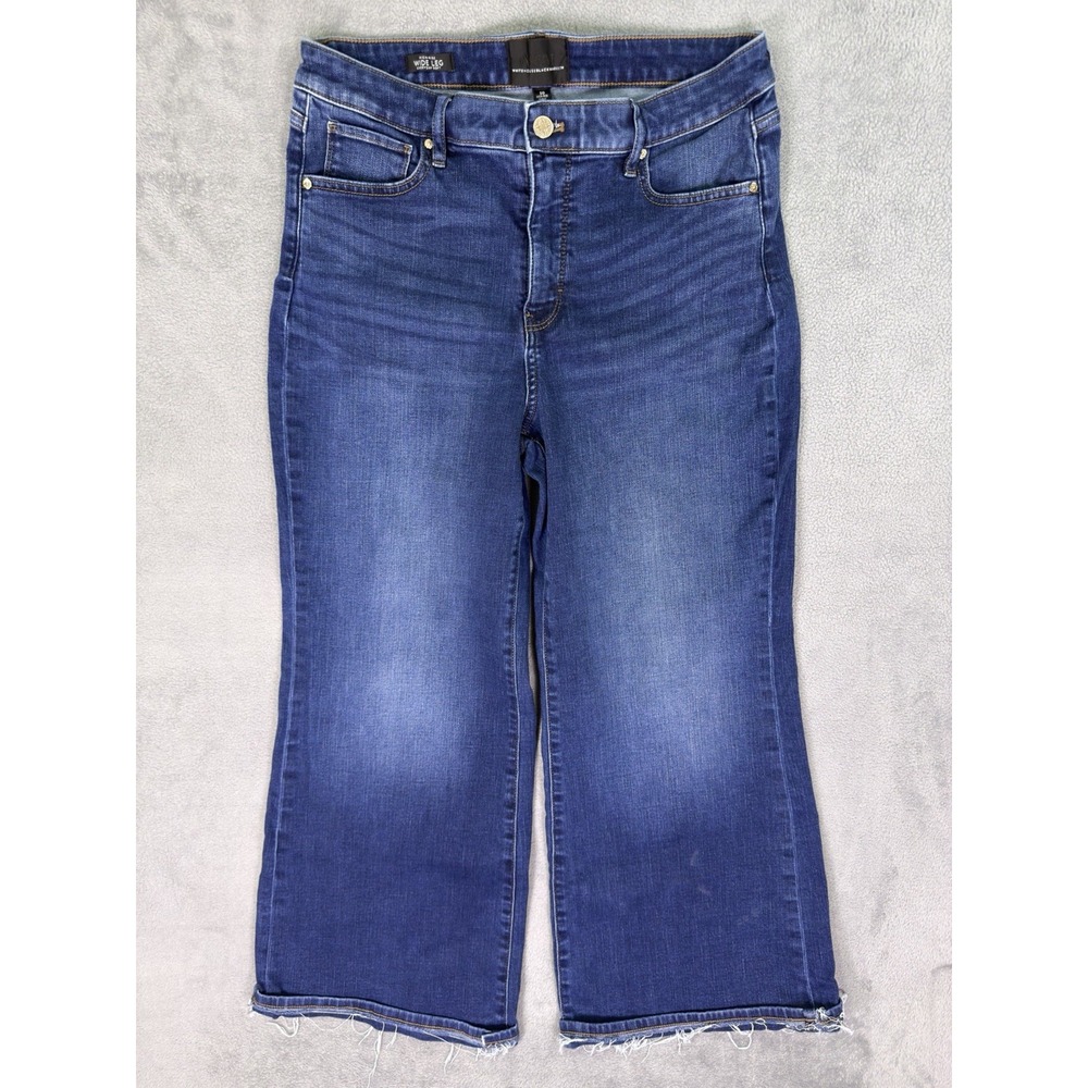 WHBM White House Black Market Jeans Womens 10 Blue High Rise Wide Leg Soft